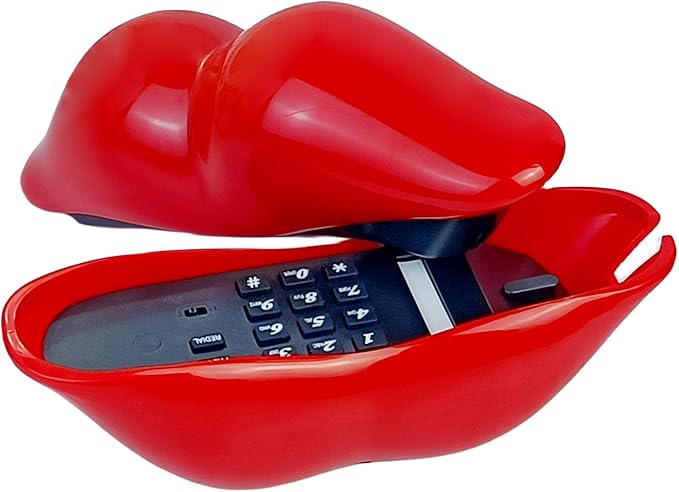 Corded Lip Phone, Benotek Novelty Landline Phone for Home/Office/Shops/Party Decor, Real Wired Funny Mouth Cartoon Telephone for Gift (Red)