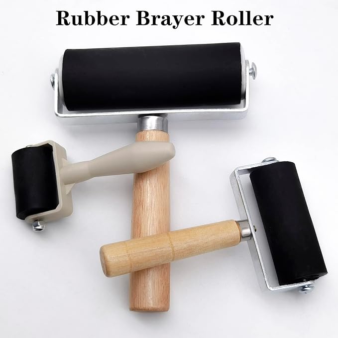 8 Pack Rubber Roller - Brayer Rollers with 3 Size for Crafting Brayer Rollers for Printmaking Brayer Tool Paint Brush Ink Applicator Art Craft Oil Painting Tool 2.4 in,4 in,5.91 in (8 Pack) HRJZF