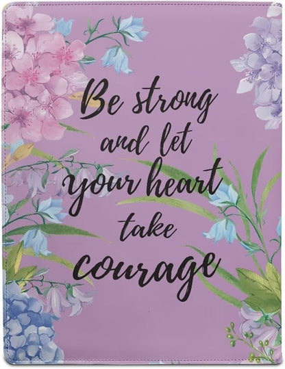 Cozeyat Padfolio Portfolio Organizer Binder, PU Leather Interview Resume Folder, Inspirational Quotes Floral Conference Document Organizer with Card Holder, Letter Size Notebook Clipboard for Women