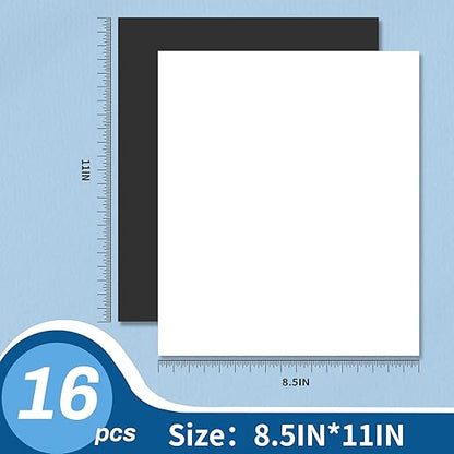Magnetic Sheets with Adhesive Backing,8.5" x 11"(Pack of 16),30 mil Thick Cuttable Flexible Magnet Sheets for DIY Crafts,Photos and Stickers,Magnetic Paper Sheets with Strong Self Adhesive