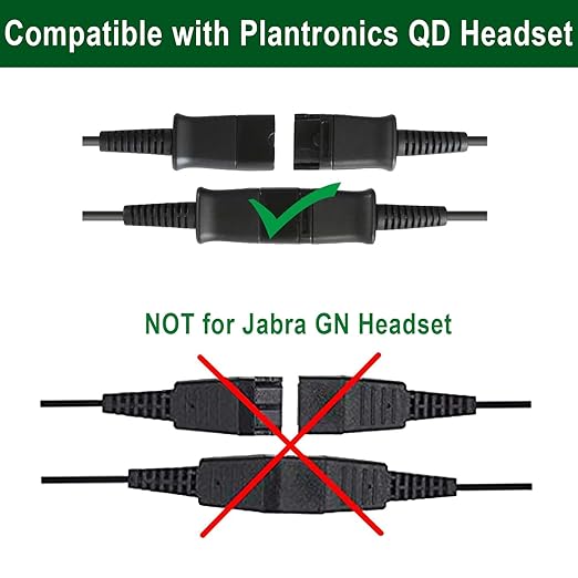 U10P Headset Adapter RJ9 to QD Cable for Plantronics Quick Disconnect Headset Cord Compatible with Polycom VVX411 VVX410 VVX311 VVX310 Plantronics ShoreTel Avaya NEC Aastra Mitel Nortel Landline Phone