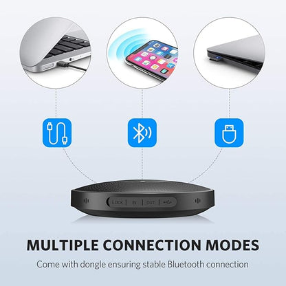 EMEET Bluetooth Speakerphone M2 Black Conference Speaker for 5-8 People Business Conference 360º Voice Pickup 4 AI Microphone Self-Adaptive Conference Call Speaker Skype USB Speakerphone