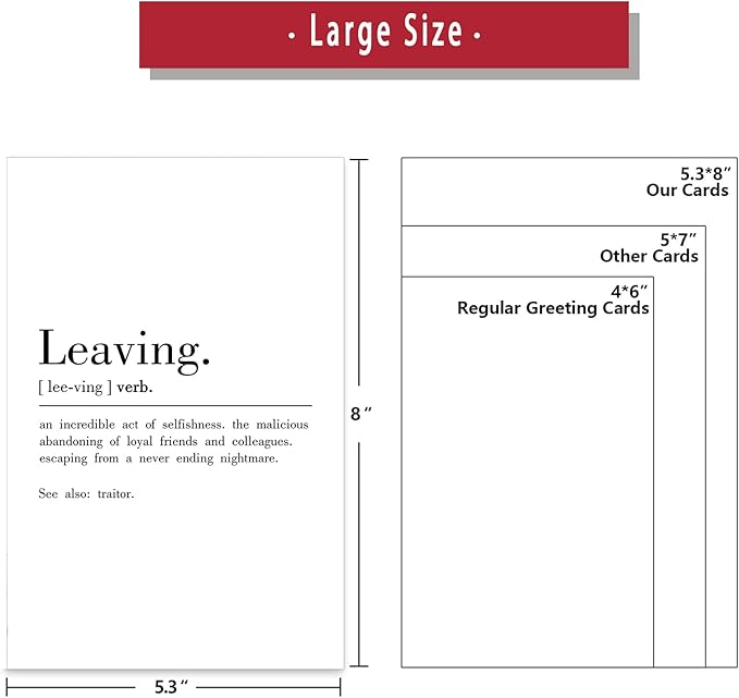 Ziwenhu Funny Going Away Gift for Coworker, Leaving Definition Card for Him Her, Naughty Coworker Gifts for Women