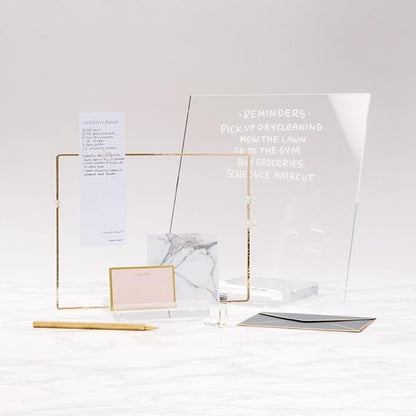 russell+hazel Memo Display with Empty Metal Frame, Clear with Gold-Toned Hardware, 10-11/16” x 4” x 8-7/16” (44625)