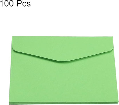 PATIKIL Mini Envelopes, 100 Pack Paper Blank Small Items Storage Business Card Holder for Greeting Note Party, Green