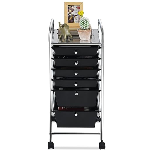 6-Drawer Rolling Storage Cart, Multifunctional Storage Organizer Cart with Wheels, Mobile Utility Cart for Home Office Garage Tools (Black)