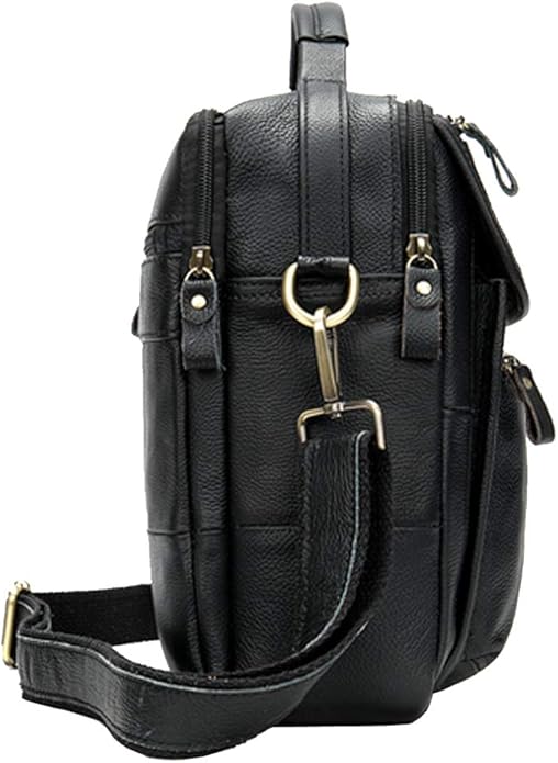 Hebetag Small Leather Sling Shoulder Bag Messenger Pack for Men Women Outdoor Travel Business