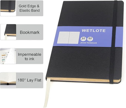 Dot Matrix Hardcopy Notebook - 5"x8"- Sourced from sustainable and excellent quality paper, minimalist, natural, portable and flexible design, good helper for study and record keeping, suitable for office, school and many other occasions(Black)
