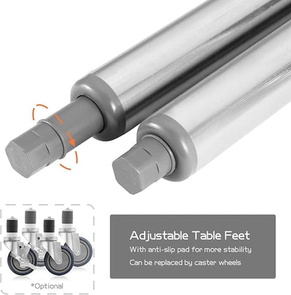 Stainless Steel Table for Prep & Work with Adjustable Undershelf 60 x 24 inches,5ft, Heavy Duty Commercial Kitchen Table for Restaurant, Home, Hotel, Kitchen Prep Tables