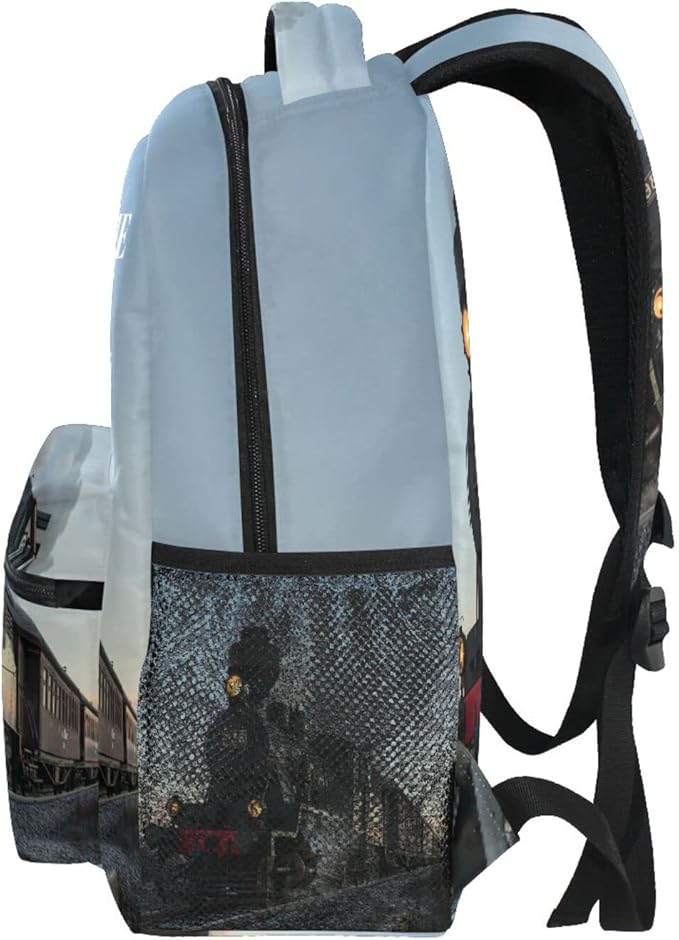 AUUXVA Custom School Backpack for Boys Kids with Name/Text Personalized Bookbag Add Your Name Customized Backpack Cool Train School Bag Laptop Backpack Travel Camping Daypack