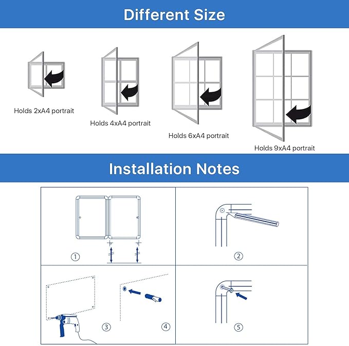 SWANCROWN Enclose Bulletin Board Tamper-Proof Dispaly Case School Office Cork Noticeboards for Information Photo, 38x28inch (9xA4)