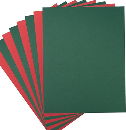 30 sheets Cardstock Paper 8 1/2 x 11 Inches for Crafts and Invitations (Christmas Green Red)