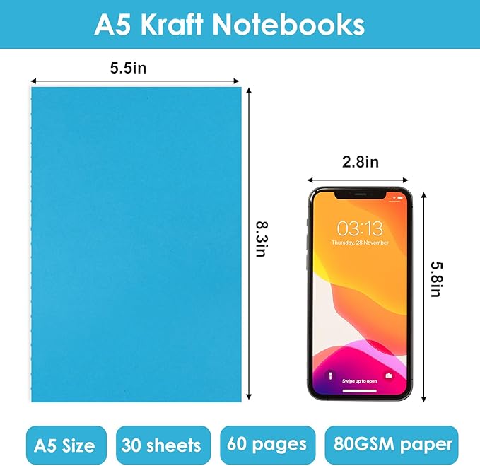 LABUK 48pcs A5 Bulk Notebooks Journals, 5.5 X 8.5in Lined Notebook Bulk, Colors Ruled Journals for Writing, Office, School 60 Pages, 18 Colors