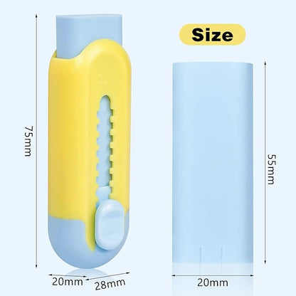 Pencil Erasers, Retractable Erasers for Pencils - Blue Yellow, Pack of 5