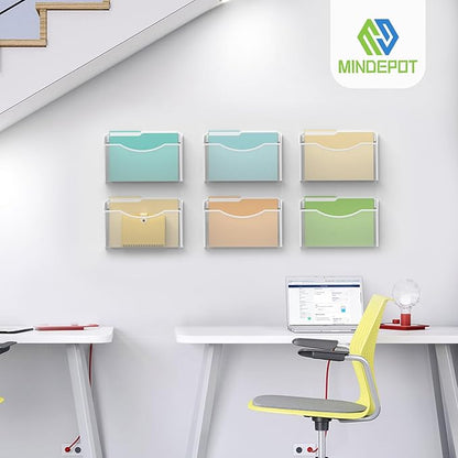 Mesh Hanging Wall File Holders, 3Pack Single Pocket Vertical Mounted File Holder, Wall Basket Mail Organizer for Office, Home and School (White)