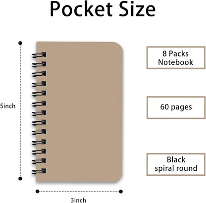 8 Pack Spiral Notebook Small Pocket Notebook 3x5 Spiral Notepads With Lined Pages, Small Top Spiral Notebook Little Mini Memo Steno Note Pads for Outdoor Home Office College School