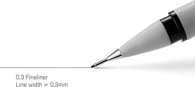 Winsor & Newton Fineliner Fine Point Pen Set, 0.3 mm Tip, Set of 5, Black