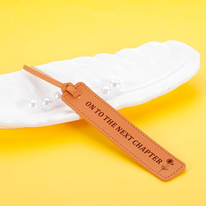 Leather Bookmark Retirement Gift for Women Bookmark Gift for Book Lovers Bookish Gifts On to The Next Chapter Graduation Wedding Leather Gifts for Woman Men Christmas Birthday Gifts for Him Her