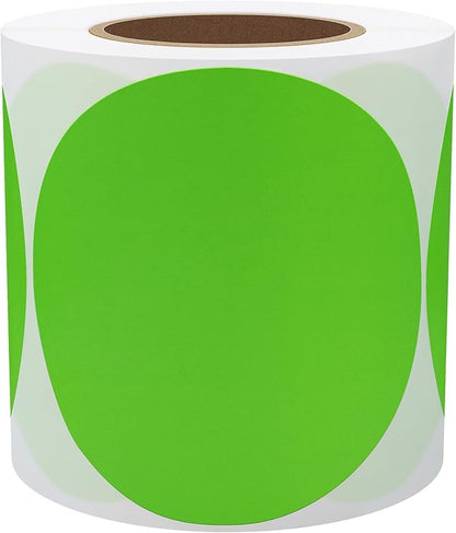 Hybsk 3 inch Circle Color Direct Thermal Stickers Shipping Labels for Barcodes,Name Tag,DIY Logo Design,QR Code,Inventory– Compatible with Zebra,Rollo,Munbyn,and More-350 pcs (3 inch,Green)