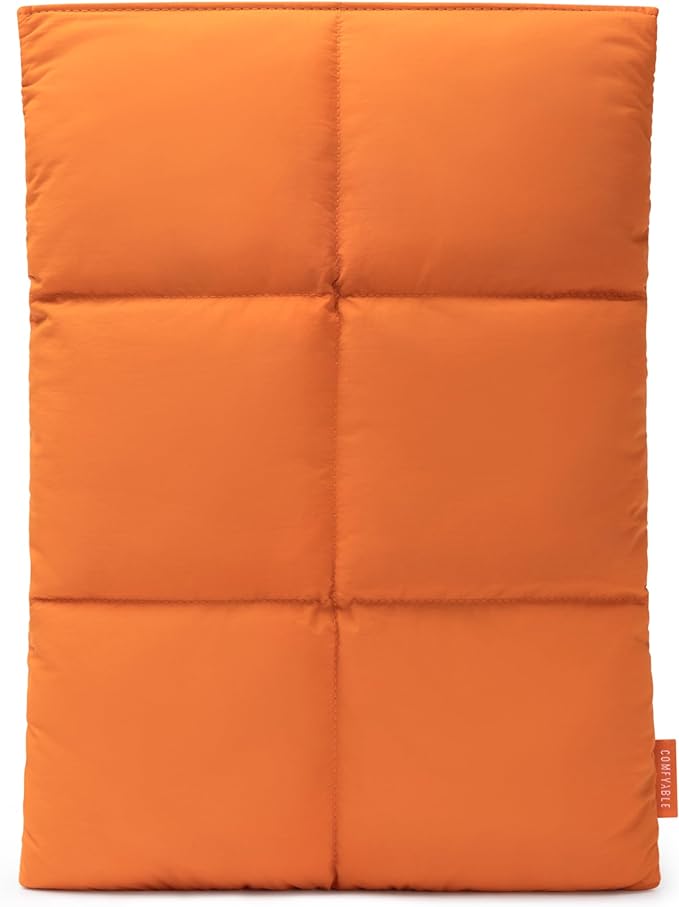 Comfyable Puffy Laptop Sleeve 13 Inch 14 Inch, Quilted Puffer Laptop Carrying Case for Women, Pillow Case Compatible for MacBook Air M3 2024 M2 M1, MacBook Pro M4 Pro/Max, 13 in 14 in Cover, Orange