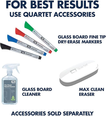 Quartet Glass Dry Erase White Board, Desktop Computer Pad for Notetaking, 18" x 6" Whiteboard, Clean Erase Surface with Storage, 1 Dry Erase Marker, Dot Pattern (GDP186D)
