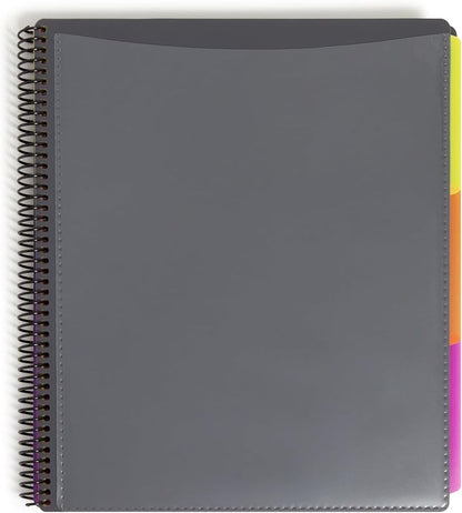 Smead Project Organizer, 24 Pockets, Grey with Assorted Bright Tabs, Tear Resistant Poly, 1/3-Cut Tabs, Letter Size (89206)
