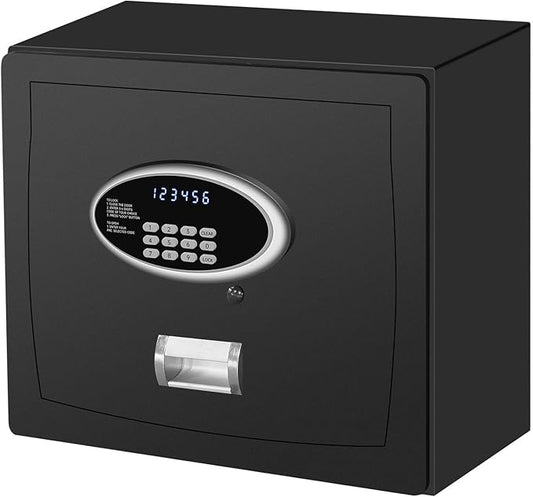 Gas Strut Top Opening Safe box with LCD Screen Digital Keypad for Handgun Pistol Money Jewelry in Home Office or Hotel
