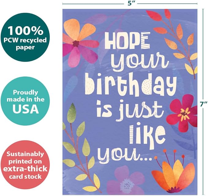 Tree-Free Greetings - Birthday Card - Artful Designs - 1 Card + Matching Envelope - Made in USA - 100% Recycled Paper - 5 x 7 - The Best (GO61207)