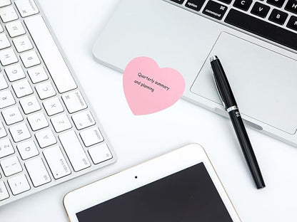 Mini Skater 2 Pack Kraft Paper Sticky Notes Heart Shaped Self-Stick Blank Book Tabs Paper Markers Sticky Notes Pad 100 Sheets Index Sticker (Pink)