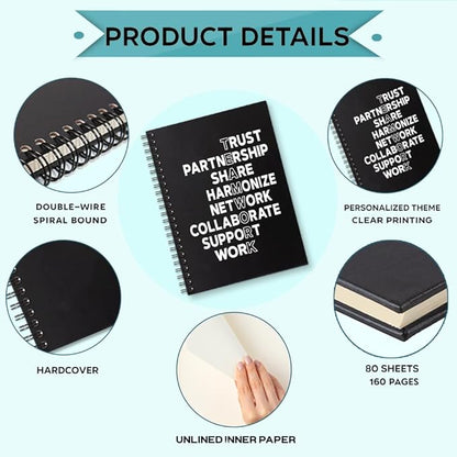 Teamwork 160 Blank Pages Spiral Notebook, Team Notebooks for Employees, Job Promotion Gifts, Teamwork Gifts for Coworkers, Office Team Work Gifts for Colleague, Team Gifts for Staff C
