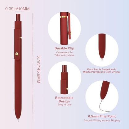 Ddaowanx Colorful Gel Pens, 0.5mm Fine Point Retractable, Cute Pens with Colored Writing and Sketching, Nursing School Essentials,School Supplies, Gifts for Nurse (12Pcs-Vintage Colors)