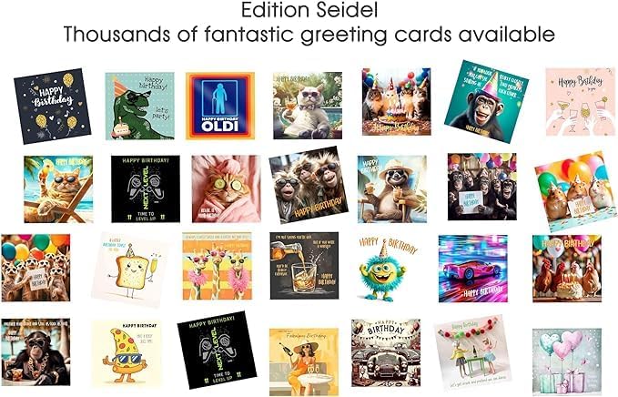 Premium Square Birthday Card with Envelope. Greeting Happy Birthday for Her Woman Mum Female Girl Friend Colleague Teenager Cool Cat Relax neutral (GQ150 SW024)