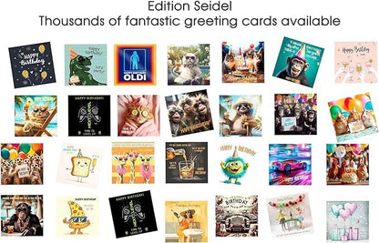 Premium Square Birthday Card with Envelope. Greeting Happy Birthday for Her Woman Mum Female Girl Friend Colleague Teenager Cool Cat Relax neutral (GQ150 SW024)