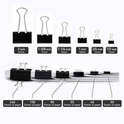 Binder Clips, 48 Pack, 1 Inch, Standard 25mm Clamps, Black, Capacity 0.47 Inch, Small Clips, Small Binder Paper Clips, Small Size, Small Paper Clips, Office Clips