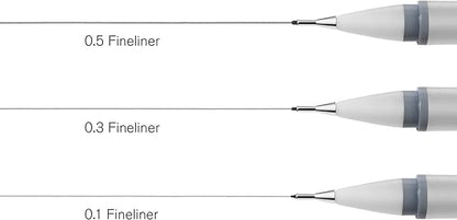 Winsor & Newton Fineliner Fine Point Pen Set, Assorted, Set of 3, Cool Grey