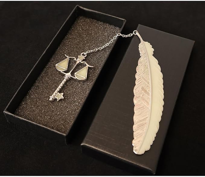 Zodiac Feather Bookmark Gifts for Women Men, Cool Metal Bookmark Glow in The Dark Libra Bookmark, Luminous Star Sign Constellation Horoscope Bookmark Gifts