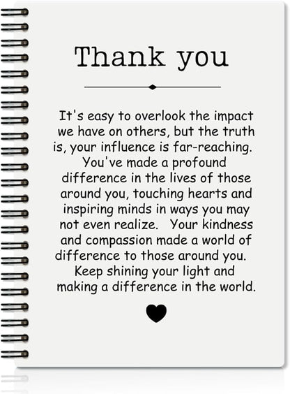 Thank You White Hardcover 160 Pages Spiral Notebooks, Funny Thank You Gifts for Women Men Coworkers Leader Mentor, Appreciation Gifts for Employees, Thanksgiving Gifts for Colleagues Leaders