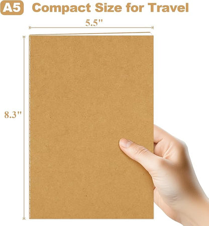 24 Pack Blank Books for Kids - 5.5"x 8.3", 60 Pages - Small Journals Bulk, Girls Notebooks for Drawing & Writing, Sketchbooks with Kraft Brown Soft Cover, Unlined Paper, A5 Travel Size