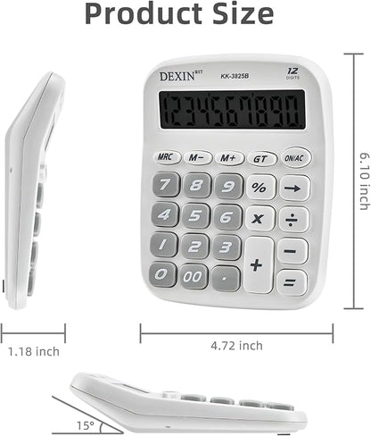 2Pack Cute Calculators Desktop, 12 Digit Basic Calculator with Big Buttons, Aesthetic Desk Accessories Large LCD for Office School Supplies (Black & White)