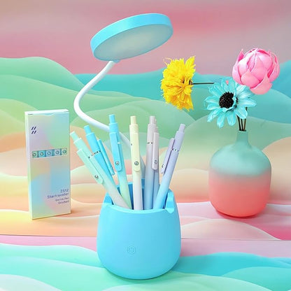 UIXJODO Gel Pens, 5 Pcs Black Ink Pens for Women, 0.7mm Medium Point Smooth Writing Pens with Silicone Grip, High-End Series Metal Clip Retractable Pens for Journaling Note Taking (5 Pcs Pastel)