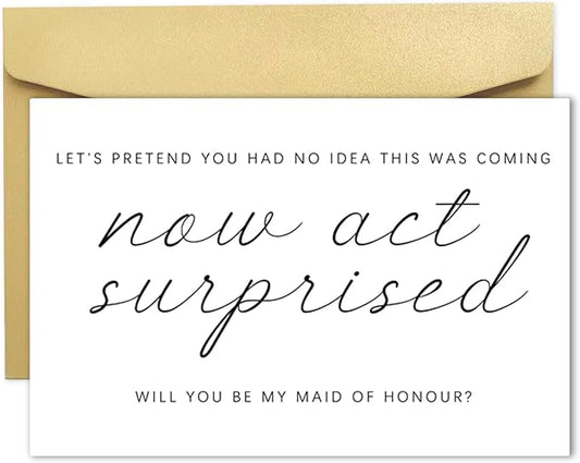YiKaLus Wedding Maid of Honor Card, Blank Inside, 8 x 5.3 Inches, Recycled 300gsm Linen Cardstock, Sturdy Envelope
