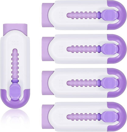 Pencil Erasers, Retractable Erasers for Pencils - White Purple, Pack of 5
