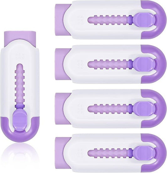 Pencil Erasers, Retractable Erasers for Pencils - White Purple, Pack of 5