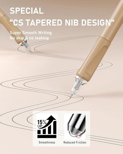 Four Candies 14Pack Pastel Gel Ink Pen Set,Cute Retractable 0.5mm Fine Point Pen,Note Taking Aesthetic Pens,12 Pack Black Ink Pens with 2Pack Highlighter, Smooth Writing Pens for School, Office(Brown)