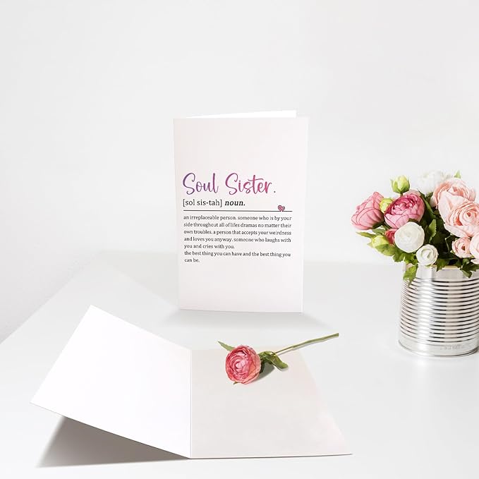 Chenive Soul Sister Definition Card, Funny Friendship & BFF Birthday Card for Women
