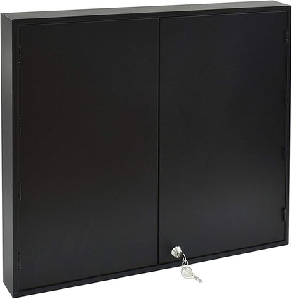 Acrimet Key Cabinet Organizer 64 Positions with Lock (Wall Mount) (64 Smoke Tags Included) (Black Cabinet)