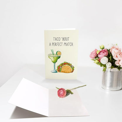 Funny Engagement Card for Couple, Taco And Cocktail Pun Wedding Card for Bride and Groom, Cute Wedding Gift for Friend, Congratulations Card for Newlyweds