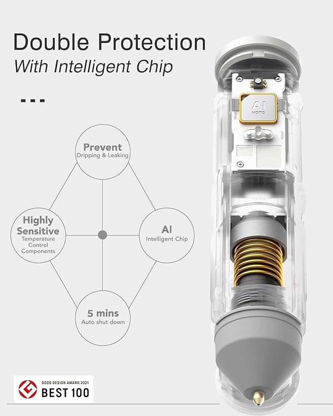 HOTO Cordless Hot Glue Gun, Minimalist Style, 30S Heating Fast, Smart-Power-off, Compact Size, USB-C Rechargeable, Intelligent Temperature Control, 10 Glue Sticks for Crafts, DIY Arts, Home Repairs