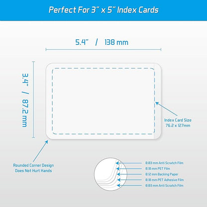Self-Sealing Laminating Pouches, 3.4" x 5.4'', 18mil, 20 Pack, Easy-to-Use, No Machine Needed, Preserve Photos, 3" x 5" Index Cards, Durable, Waterproof, Ideal for Home, Office & School Use
