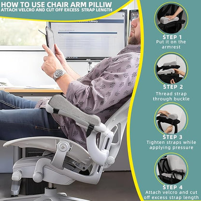 Office Chair Armrest Covers Memory Foam Chair Arm Pads,Universal Elbow Pillow Gaming Chair Arm Rest Cushion for Elbows and Forearms Pressure Relief(Set of 2)